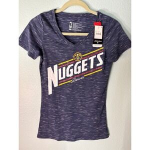 NBA Denver Nuggets Womens Navy Space Dye V-Neck Graphic T-Shirt Small NWT